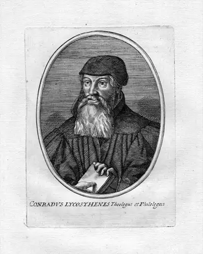 Conradus Lycosthenes - Conrad Lycosthenes Enzyklopädist Portrait Kupferstich