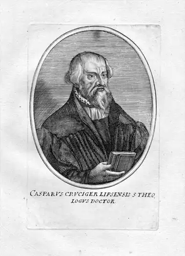 Casparus Cruciger Lipsensis - Caspar Cruciger Astronom Magdeburg Portrait Kupferstich