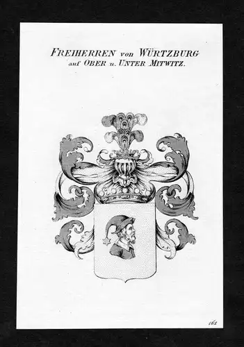 Freiherren von Würtzburg auf Ober u. Unter Mitwitz - Würtzburg Wuertzburg Wappen Adel coat of arms Kupfersti
