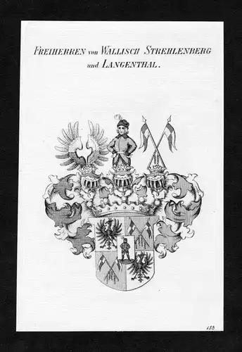 Freiherren von Wallisch Strehlenberg und Langenthal - Wallisch Wappen Adel coat of arms Kupferstich  heraldry