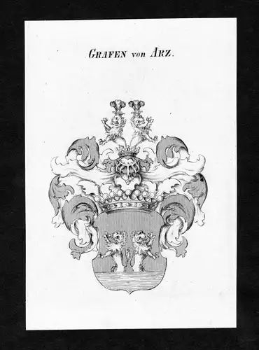 Grafen von Arz - Arz Wappen Adel coat of arms Kupferstich  heraldry Heraldik