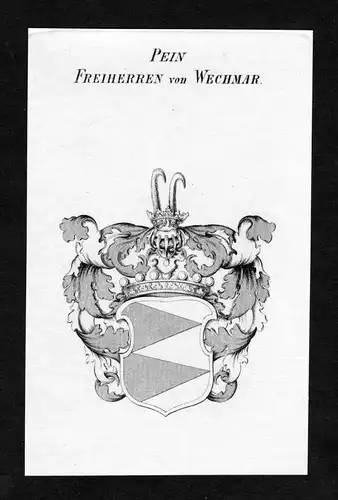 Pein Freiherren von Wechmar - Wechmar Wappen Adel coat of arms Kupferstich  heraldry Heraldik
