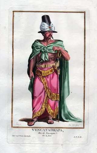 Vencatadrapa Roi de Narsingue - Narsinghgarh India Vencatadrapa Portrait costumes Kupferstich