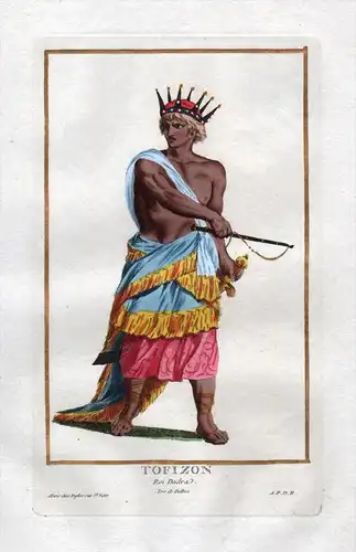 Tofizon Roi Dadra - King Tofizon of Dadra India König Portrait costumes Kupferstich