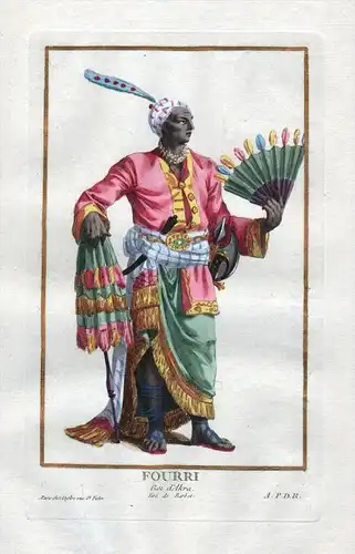 Fourri Roi d'Akra - Fourri König king Accra Portrait costumes Kupferstich
