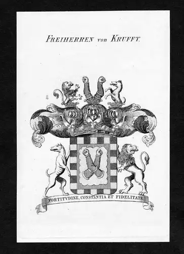 Freiherren von Krufft - Krufft Wappen Adel coat of arms Kupferstich  heraldry Heraldik