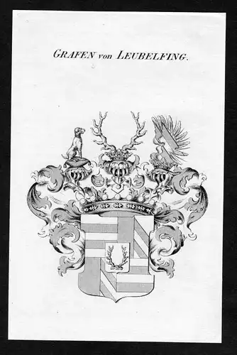 Grafen von Leubelfing - Leublfing Leubelfing Leiblfing Wappen Adel coat of arms Kupferstich  heraldry Heraldik