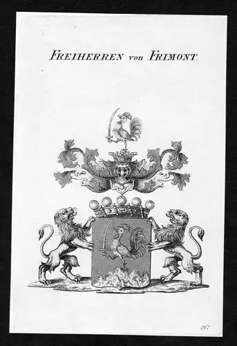 Freiherren von Frimont - Frimont Wappen Adel coat of arms Kupferstich  heraldry Heraldik