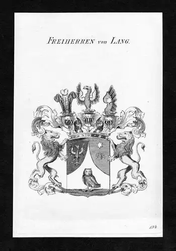 Freiherren von Lang - Lang Wappen Adel coat of arms Kupferstich  heraldry Heraldik