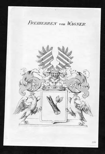 Freiherren von Wagner - Wagner Wappen Adel coat of arms Kupferstich  heraldry Heraldik