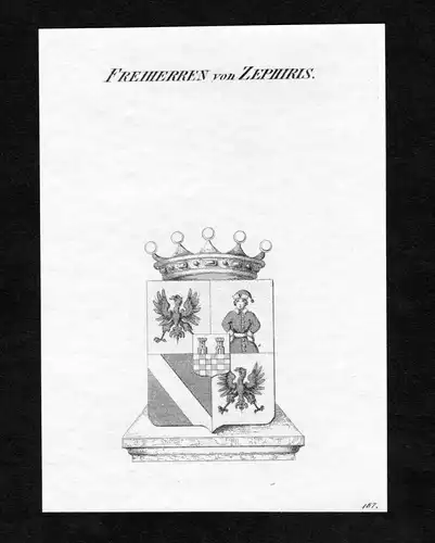Freiherren von Zephiris - Zephiris Wappen Adel coat of arms Kupferstich  heraldry Heraldik