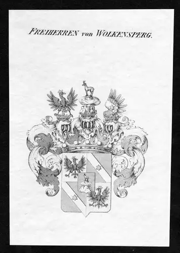 Freiherren von Wolkensperg - Wolkensperg Wappen Adel coat of arms Kupferstich  heraldry Heraldik