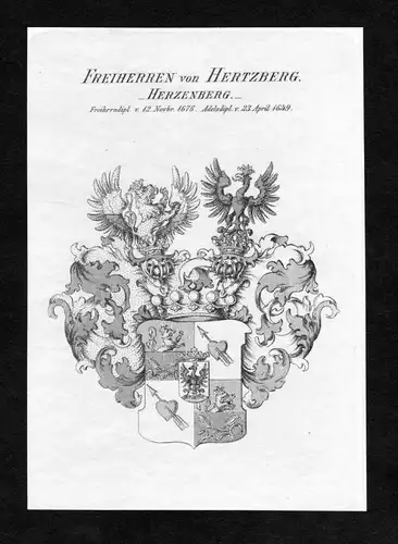 Freiherren von Hertzberg - Herzenberg - - Hertzberg Herczemberk Herczembarski Wappen Adel coat of arms Kupfers