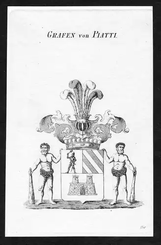 Grafen von Piatti - Piatti Wappen Adel coat of arms Kupferstich  heraldry Heraldik