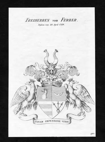 Freiherren von Ferber - Ferber Wappen Adel coat of arms Kupferstich  heraldry Heraldik