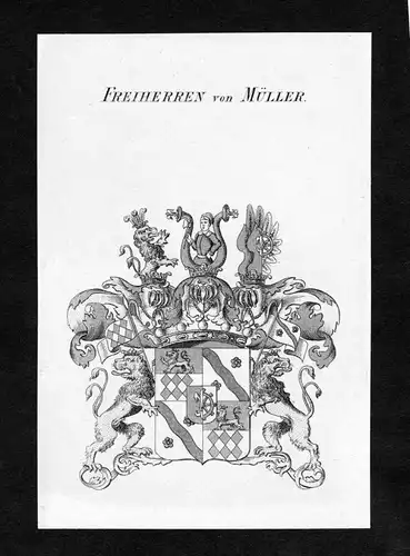 Freiherren von Müller - Müller Mueller Wappen Adel coat of arms Kupferstich  heraldry Heraldik