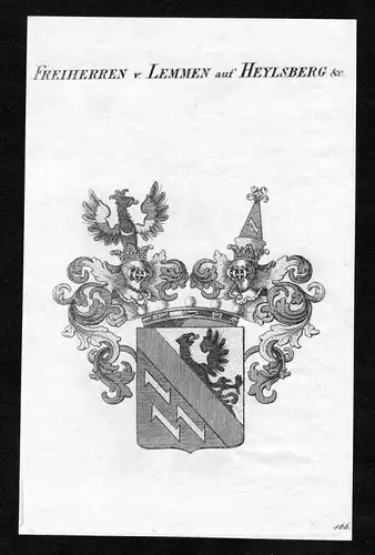 Freiherren v. Lemmen auf Heylsberg - Lemmen Heylsberg Wappen Adel coat of arms Kupferstich  heraldry Heraldik