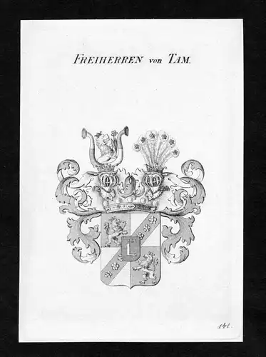 Freiherren von Tam - Tam Wappen Adel coat of arms Kupferstich  heraldry Heraldik