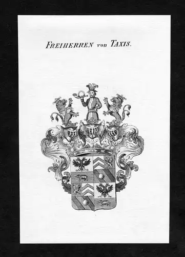 Freiherren von Taxis - Taxis Wappen Adel coat of arms Kupferstich  heraldry Heraldik