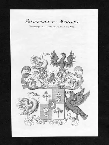 Freiherren von Martens - Martens Wappen Adel coat of arms Kupferstich  heraldry Heraldik