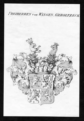 Freiherren von Wangen-Geroltzeck - Wangen-Geroldseck Wappen Adel coat of arms Kupferstich  heraldry Heraldik