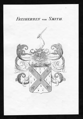 Freiherren von Smith - Smith Wappen Adel coat of arms Kupferstich  heraldry Heraldik