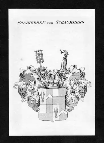 Freiherren von Schaumberg - Schaumberg Wappen Adel coat of arms Kupferstich  heraldry Heraldik
