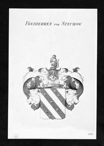 Freiherren von Stechow - Stechow Wappen Adel coat of arms Kupferstich  heraldry Heraldik
