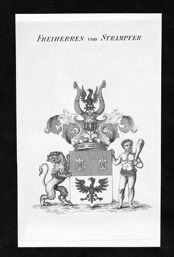Freiherren von Strampfer - Strampfer Wappen Adel coat of arms Kupferstich  heraldry Heraldik