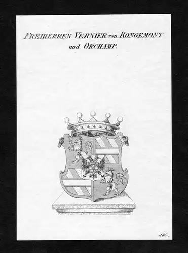 Freiherren Vernier von Rongemont und Orchamp - Vernier de Rougemont et d'Orchamp Wappen Adel coat of arms Kup
