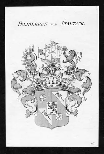 Freiherren von Stautach - Stautach Staudach Wappen Adel coat of arms Kupferstich  heraldry Heraldik