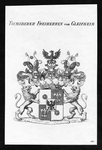 Tschiderer Freiherren von Gleifheim - Tschiderer zu Gleifheim Wappen Adel coat of arms Kupferstich  heraldry H