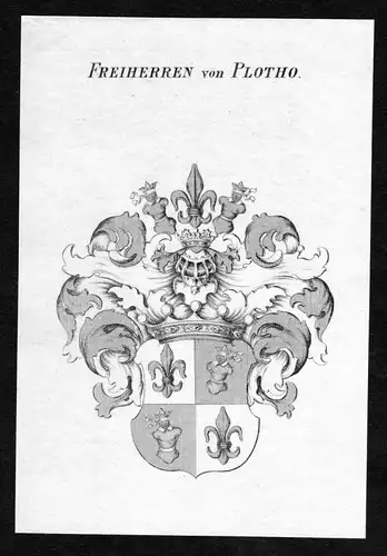 Freiherren von Plotho - Plotho Wappen Adel coat of arms Kupferstich  heraldry Heraldik