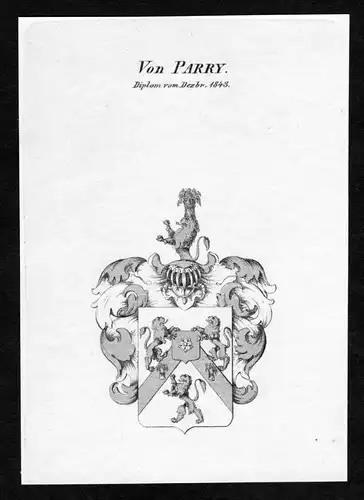 Von Parry - Parry Wappen Adel coat of arms Kupferstich  heraldry Heraldik