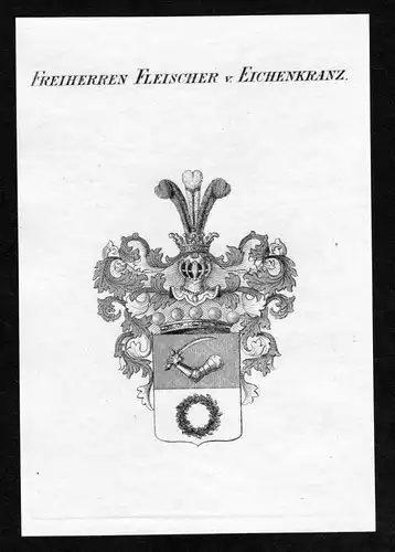 Freiherren Fleischer v. Eichenkranz - Fleischer von Eichenkranz Wappen Adel coat of arms Kupferstich  heraldry