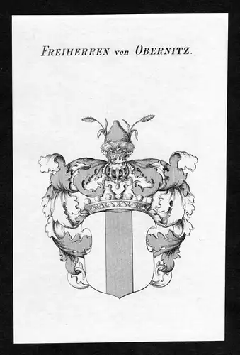 Freiherren von Obernitz - Obernitz Wappen Adel coat of arms Kupferstich  heraldry Heraldik