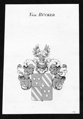 Von Rücker - Rücker Ruecker Wappen Adel coat of arms Kupferstich  heraldry Heraldik