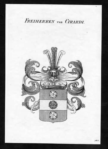 Freiherren von Cirardi - Cirardi Wappen Adel coat of arms Kupferstich  heraldry Heraldik