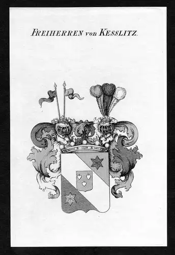 Freiherren von Kesslitz - Kesslitz Wappen Adel coat of arms Kupferstich  heraldry Heraldik