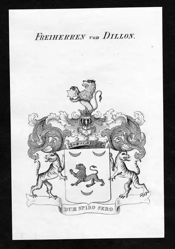 Freiherren von Dillon - Dillon Wappen Adel coat of arms Kupferstich  heraldry Heraldik