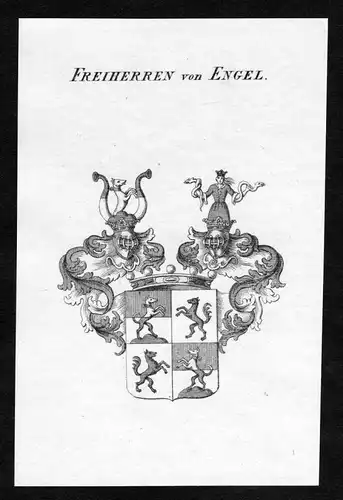 Freiherren von Engel - Engel Wappen Adel coat of arms Kupferstich  heraldry Heraldik