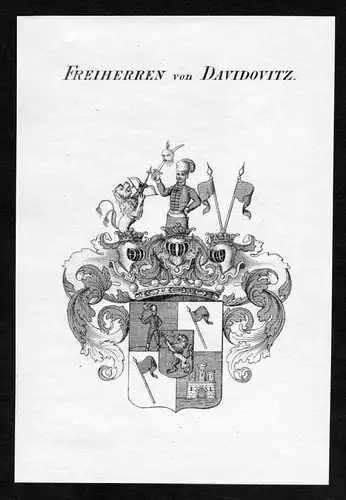 Freiherren von Davidovitz - Davidovitz Wappen Adel coat of arms Kupferstich  heraldry Heraldik