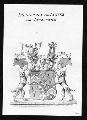 Freiherren von Lynker und Lützenwick - Linker von Lützenwick Luetzenwick Wappen Adel coat of arms Kupferstic