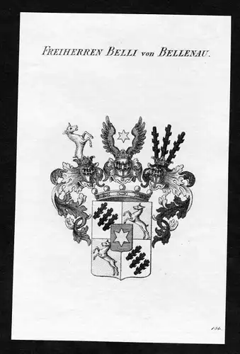 Freiherren Belli von Bellenau - Belli von Bellenau Wappen Adel coat of arms Kupferstich  heraldry Heraldik