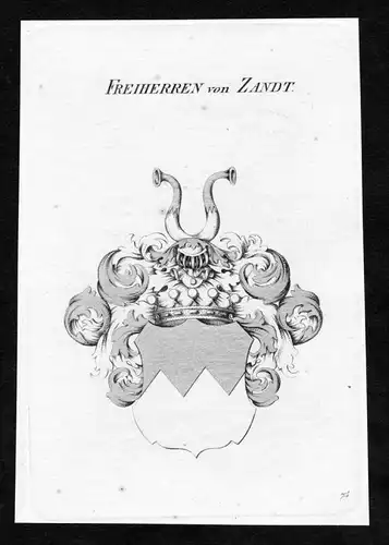 Freiherren von Zandt - Zandt Wappen Adel coat of arms Kupferstich  heraldry Heraldik