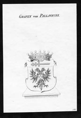 Grafen von Pallavicini - Pallavicini Wappen Adel coat of arms Kupferstich  heraldry Heraldik