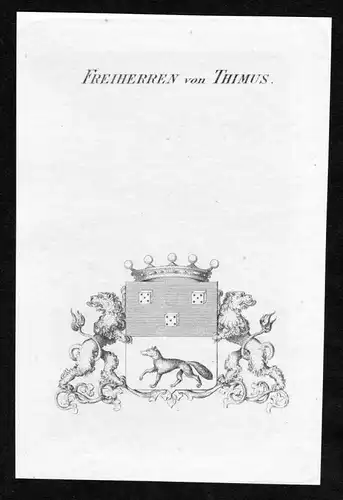 Freiherren von Thimus - Thimus Wappen Adel coat of arms Kupferstich  heraldry Heraldik