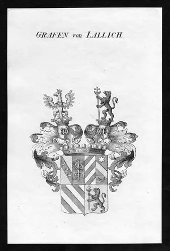 Grafen von Lallich - Lallich Wappen Adel coat of arms Kupferstich  heraldry Heraldik