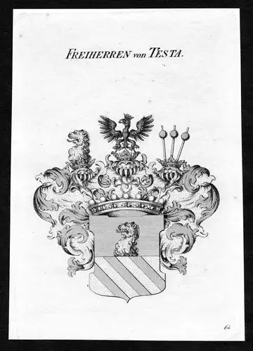 Freiherren von Testa - Testa Wappen Adel coat of arms Kupferstich  heraldry Heraldik