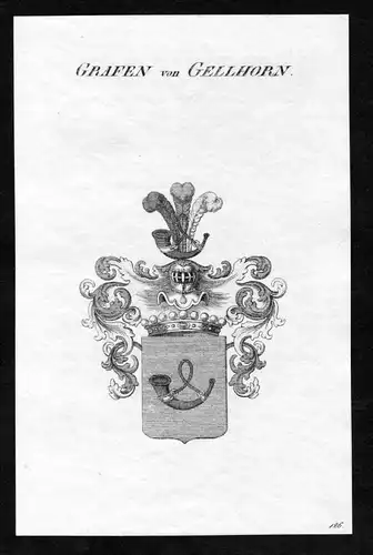 Grafen von Gellhorn - Gellhorn Wappen Adel coat of arms Kupferstich  heraldry Heraldik
